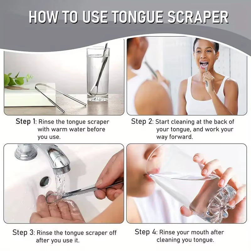 Stainless Steel Tongue 1Pc Scraper Tongue Coating Cleaner Tonguecoating Brush Cleaning Tongue Coating Removing Bad Breath Oralca