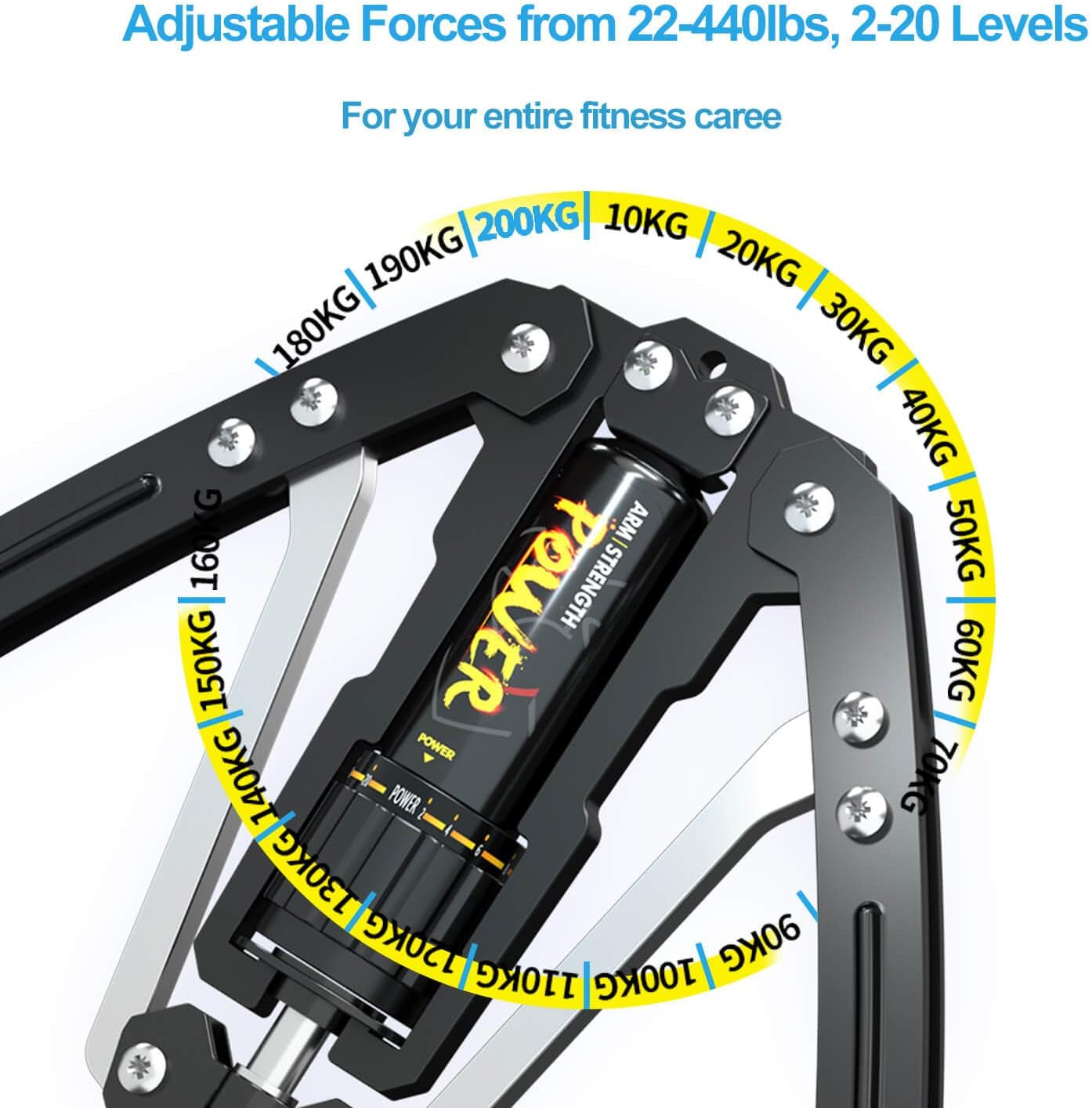 Hydraulic Power Twister Adjustable Arm-Exerciser - Home Chest Expander 22-440Lbs, Home Fitness Equipment Bar for Men and Women with Resistance (Blue)