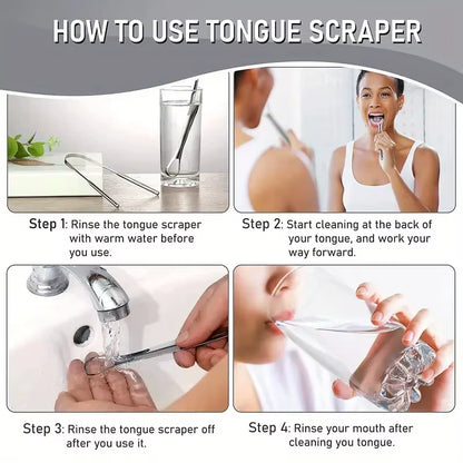 Stainless Steel Tongue 1Pc Scraper Tongue Coating Cleaner Tonguecoating Brush Cleaning Tongue Coating Removing Bad Breath Oralca