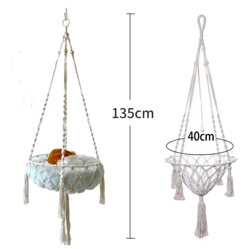 Winter Pet Hammock Cat Swing Hand Woven Cotton Rope Cats Hanging Basket Kitten Hanging String Den Indoor Pend Nest Pet Supplies